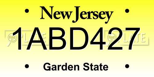 1ABD427 New Jersey License Plate