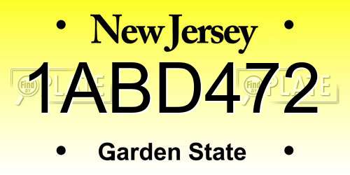 1ABD472 New Jersey License Plate