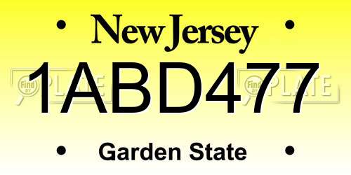 1ABD477 New Jersey License Plate