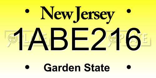 1ABE216 New Jersey License Plate