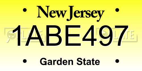 1ABE497 New Jersey License Plate