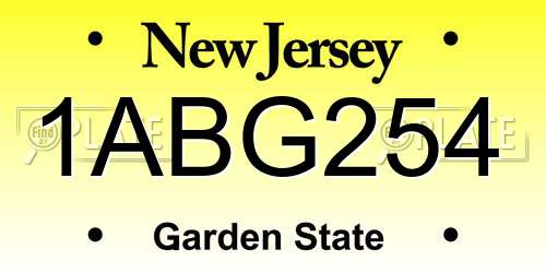1ABG254 New Jersey License Plate