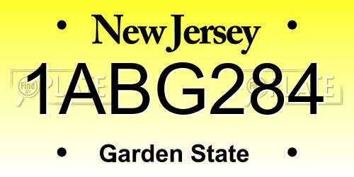 1ABG284 New Jersey License Plate