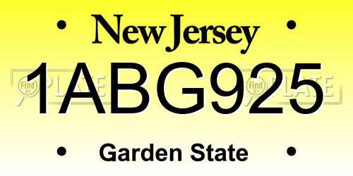 1ABG925 New Jersey License Plate