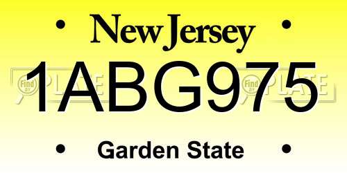 1ABG975 New Jersey License Plate