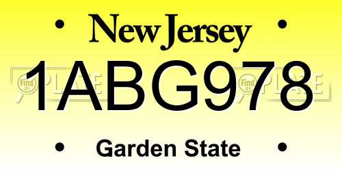 1ABG978 New Jersey License Plate