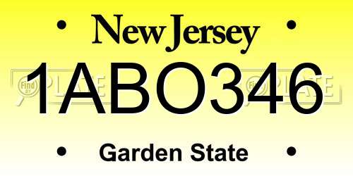 1ABO346 New Jersey License Plate