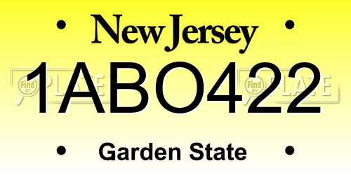 1ABO422 New Jersey License Plate