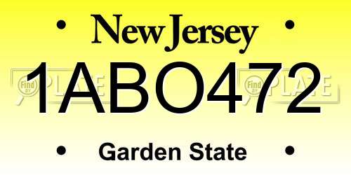 1ABO472 New Jersey License Plate