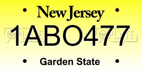 1ABO477 New Jersey License Plate