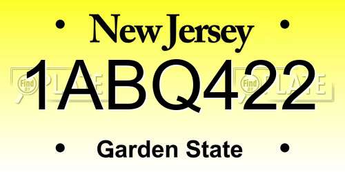 1ABQ422 New Jersey License Plate