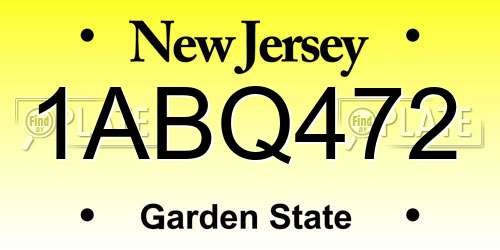 1ABQ472 New Jersey License Plate