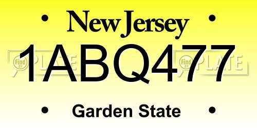 1ABQ477 New Jersey License Plate
