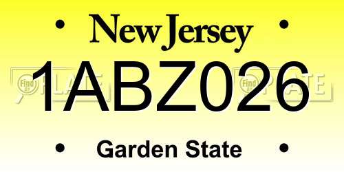 1ABZ026 New Jersey License Plate