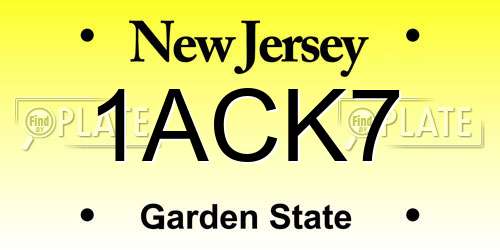 1ACK7 New Jersey License Plate