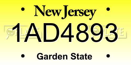 1AD4893 New Jersey License Plate