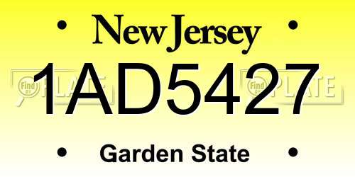 1AD5427 New Jersey License Plate