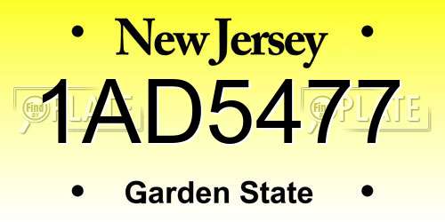 1AD5477 New Jersey License Plate