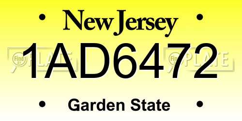 1AD6472 New Jersey License Plate
