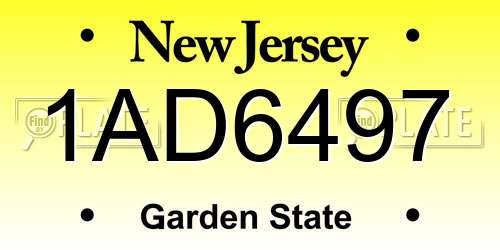 1AD6497 New Jersey License Plate