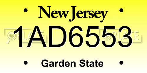 1AD6553 New Jersey License Plate