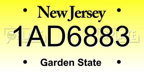 1AD6883 New Jersey License Plate