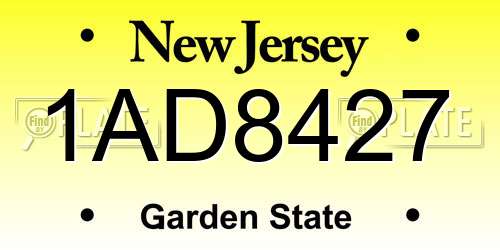 1AD8427 New Jersey License Plate