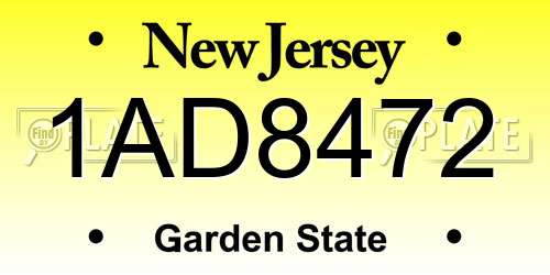 1AD8472 New Jersey License Plate
