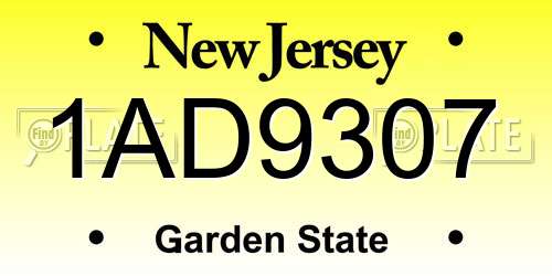 1AD9307 New Jersey License Plate
