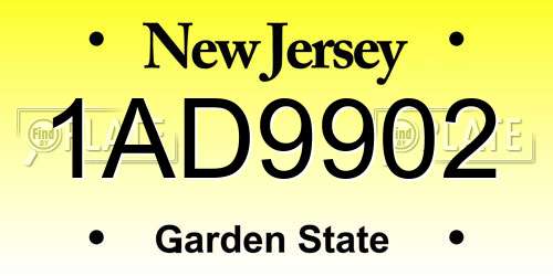1AD9902 New Jersey License Plate