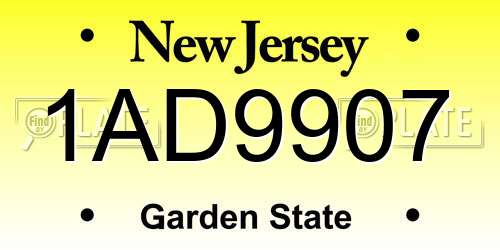 1AD9907 New Jersey License Plate