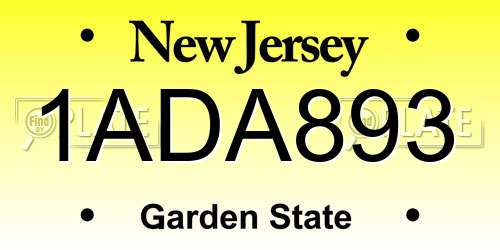 1ADA893 New Jersey License Plate