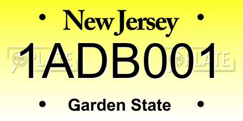 1ADB001 New Jersey License Plate
