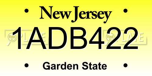 1ADB422 New Jersey License Plate