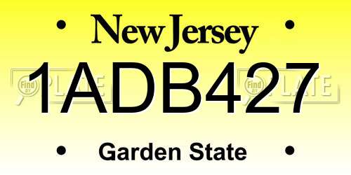 1ADB427 New Jersey License Plate