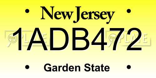 1ADB472 New Jersey License Plate