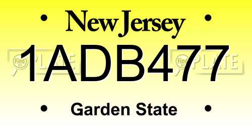 1ADB477 New Jersey License Plate