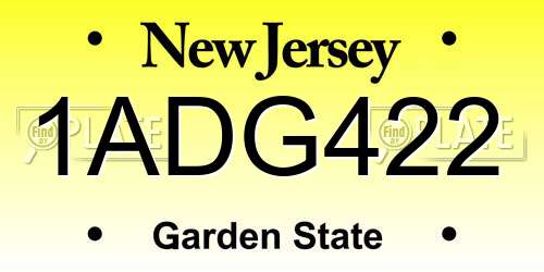 1ADG422 New Jersey License Plate