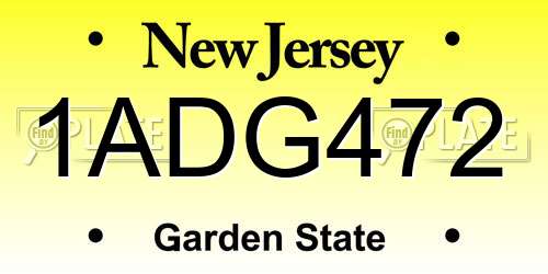 1ADG472 New Jersey License Plate