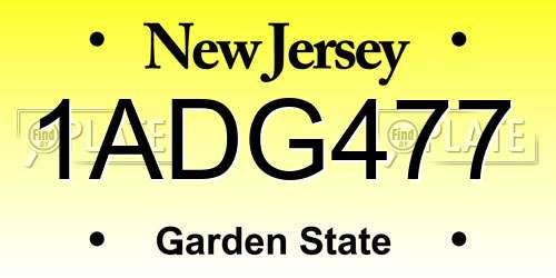 1ADG477 New Jersey License Plate