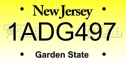 1ADG497 New Jersey License Plate