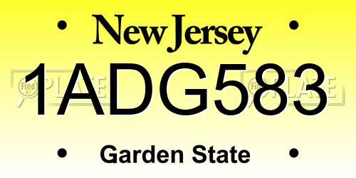 1ADG583 New Jersey License Plate