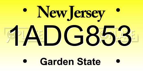 1ADG853 New Jersey License Plate