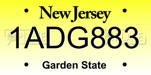 1ADG883 New Jersey License Plate