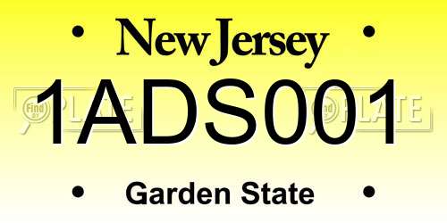 1ADS001 New Jersey License Plate
