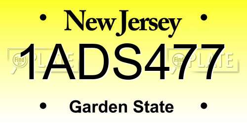1ADS477 New Jersey License Plate
