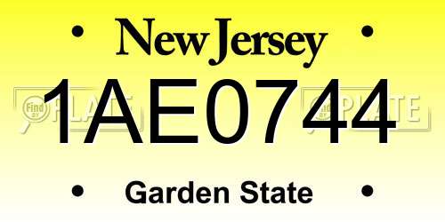 1AE0744 New Jersey License Plate