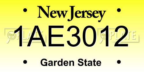 1AE3012 New Jersey License Plate