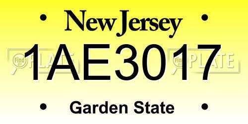 1AE3017 New Jersey License Plate
