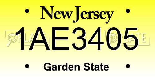 1AE3405 New Jersey License Plate